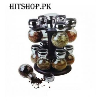 16 Pcs Revolving Spice Masala Jar Rack Stand - Kitchen Appliances - Best Price in Pakistan - HitShop.pk